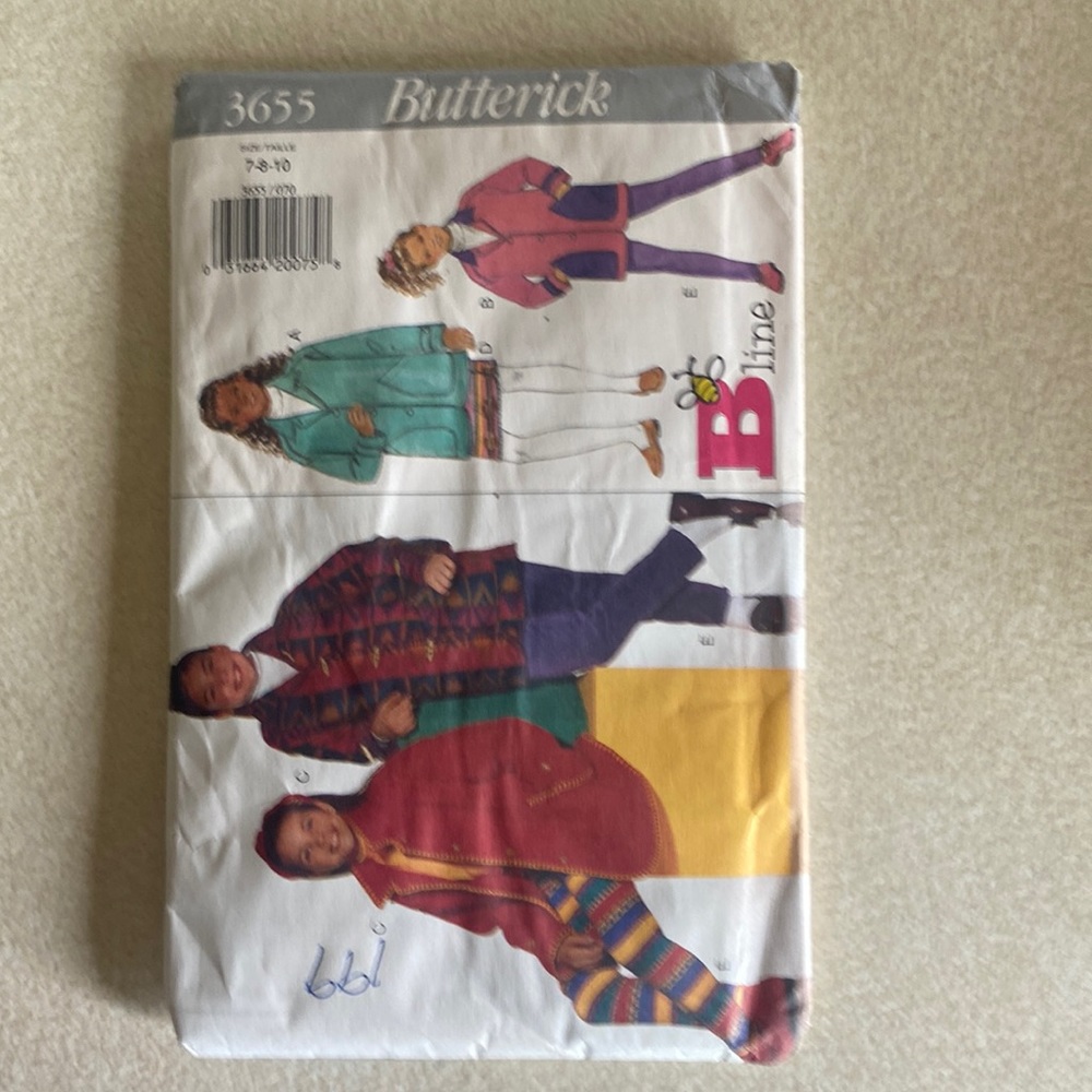 1994©️ Butterick Pattern Services #3655 BLine children’s size7-8-10 pattern